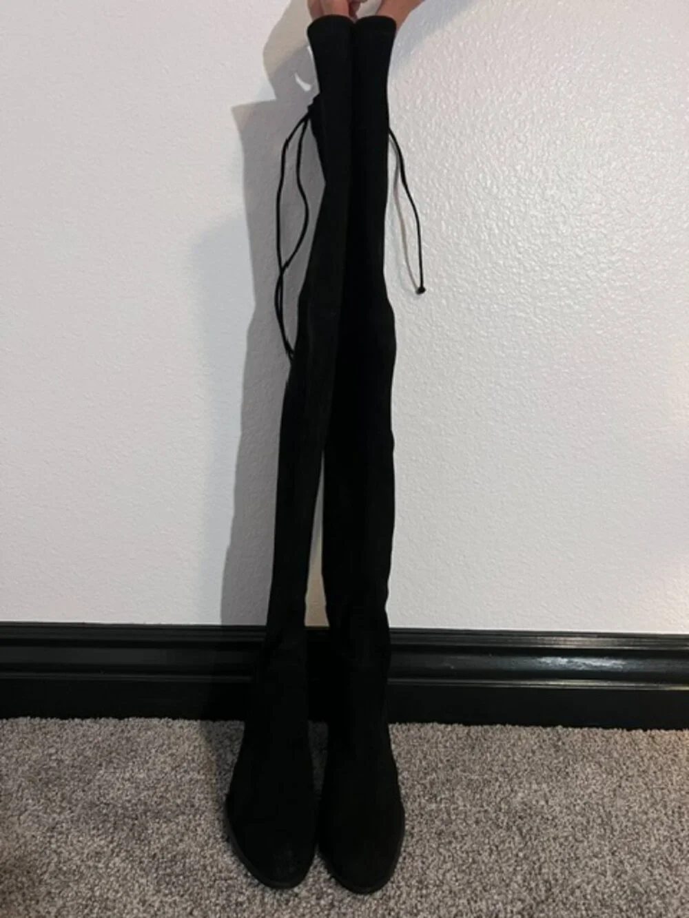 New Stuart Weitzman Highland Suede Over-the-Knee Womens Black Boots Sz 9